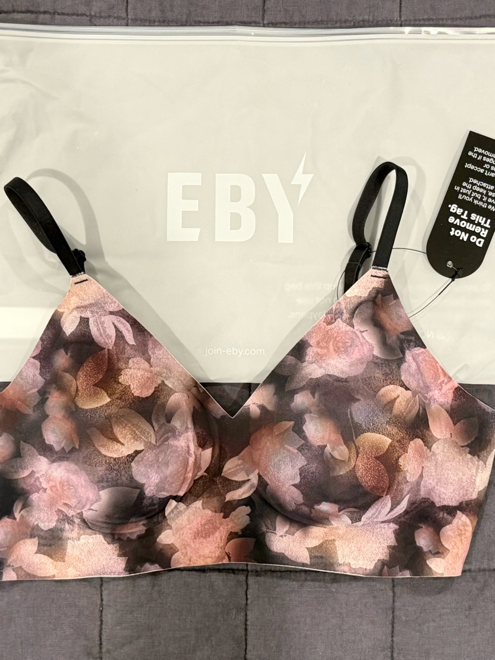 EBY Floral Seamless Bralette in Pink and Brown